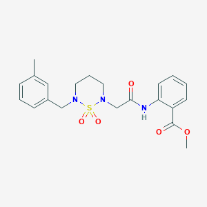 molecular formula C21H25N3O5S B2793349 Methyl 2-(2-(6-(3-methylbenzyl)-1,1-dioxido-1,2,6-thiadiazinan-2-yl)acetamido)benzoate CAS No. 946212-64-2