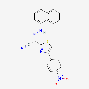 (Z)-N'-(naphthalen-1-yl)-4-(4-nitrophenyl)thiazole-2-carbohydrazonoyl cyanide
