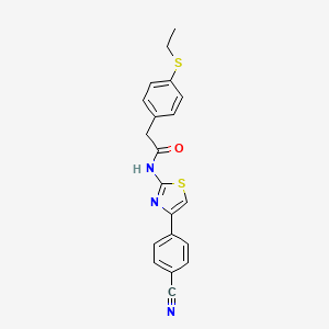 molecular formula C20H17N3OS2 B2793357 N-(4-(4-cyanophenyl)thiazol-2-yl)-2-(4-(ethylthio)phenyl)acetamide CAS No. 942007-96-7