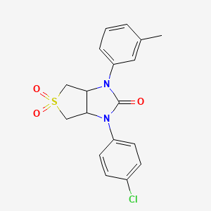 molecular formula C18H17ClN2O3S B2793359 1-(4-chlorophenyl)-3-(m-tolyl)tetrahydro-1H-thieno[3,4-d]imidazol-2(3H)-one 5,5-dioxide CAS No. 879928-25-3