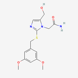 2-(2-((3,5-dimethoxybenzyl)thio)-5-(hydroxymethyl)-1H-imidazol-1-yl)acetamide