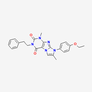 molecular formula C25H25N5O3 B2793364 8-(4-ethoxyphenyl)-1,7-dimethyl-3-phenethyl-1H-imidazo[2,1-f]purine-2,4(3H,8H)-dione CAS No. 877644-14-9