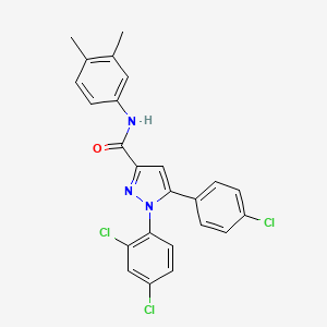 molecular formula C24H18Cl3N3O B2793365 5-(4-chlorophenyl)-1-(2,4-dichlorophenyl)-N-(3,4-dimethylphenyl)-1H-pyrazole-3-carboxamide CAS No. 477712-46-2