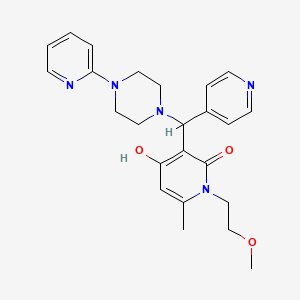 molecular formula C24H29N5O3 B2793378 4-hydroxy-1-(2-methoxyethyl)-6-methyl-3-((4-(pyridin-2-yl)piperazin-1-yl)(pyridin-4-yl)methyl)pyridin-2(1H)-one CAS No. 897611-49-3