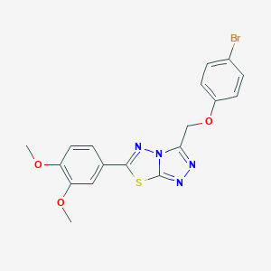 molecular formula C18H15BrN4O3S B279339 3-[(4-Bromophenoxy)methyl]-6-(3,4-dimethoxyphenyl)[1,2,4]triazolo[3,4-b][1,3,4]thiadiazole 