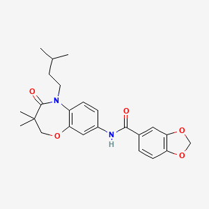 N-(5-isopentyl-3,3-dimethyl-4-oxo-2,3,4,5-tetrahydrobenzo[b][1,4]oxazepin-8-yl)benzo[d][1,3]dioxole-5-carboxamide