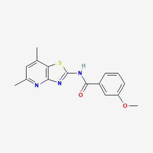 molecular formula C16H15N3O2S B2793394 N-(5,7-dimethylthiazolo[4,5-b]pyridin-2-yl)-3-methoxybenzamide CAS No. 1021020-41-6