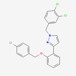 3-[2-[(4-Chlorophenyl)methoxy]phenyl]-1-[(3,4-dichlorophenyl)methyl]pyrazole