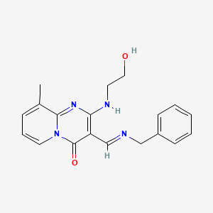 molecular formula C19H20N4O2 B2793414 (E)-3-((benzylimino)methyl)-2-((2-hydroxyethyl)amino)-9-methyl-4H-pyrido[1,2-a]pyrimidin-4-one CAS No. 1164552-60-6