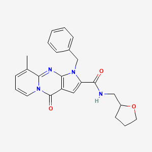 molecular formula C24H24N4O3 B2793421 1-benzyl-9-methyl-4-oxo-N-((tetrahydrofuran-2-yl)methyl)-1,4-dihydropyrido[1,2-a]pyrrolo[2,3-d]pyrimidine-2-carboxamide CAS No. 896827-53-5