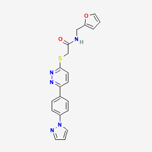 molecular formula C20H17N5O2S B2793424 N-(furan-2-ylmethyl)-2-[6-(4-pyrazol-1-ylphenyl)pyridazin-3-yl]sulfanylacetamide CAS No. 1003156-72-6