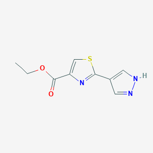 molecular formula C9H9N3O2S B2793434 Ethyl 2-(1H-pyrazol-4-yl)-1,3-thiazole-4-carboxylate CAS No. 1933618-44-0