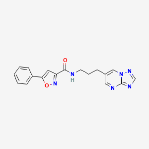 molecular formula C18H16N6O2 B2793438 N-(3-([1,2,4]triazolo[1,5-a]pyrimidin-6-yl)propyl)-5-phenylisoxazole-3-carboxamide CAS No. 2034556-88-0