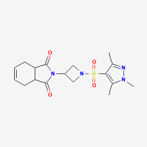 molecular formula C17H22N4O4S B2793439 2-(1-((1,3,5-trimethyl-1H-pyrazol-4-yl)sulfonyl)azetidin-3-yl)-3a,4,7,7a-tetrahydro-1H-isoindole-1,3(2H)-dione CAS No. 1903540-75-9