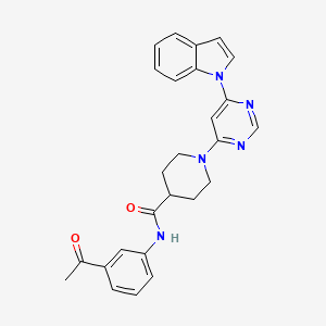 molecular formula C26H25N5O2 B2793463 1-(6-(1H-indol-1-yl)pyrimidin-4-yl)-N-(3-acetylphenyl)piperidine-4-carboxamide CAS No. 1797026-31-3