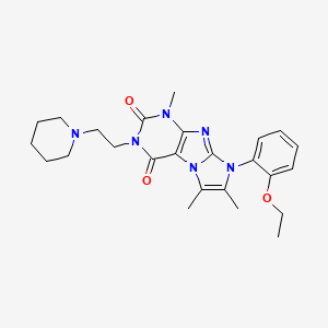 molecular formula C25H32N6O3 B2793465 8-(2-ethoxyphenyl)-1,6,7-trimethyl-3-(2-(piperidin-1-yl)ethyl)-1H-imidazo[2,1-f]purine-2,4(3H,8H)-dione CAS No. 904372-55-0