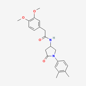 molecular formula C22H26N2O4 B2793468 2-(3,4-dimethoxyphenyl)-N-(1-(3,4-dimethylphenyl)-5-oxopyrrolidin-3-yl)acetamide CAS No. 905680-21-9