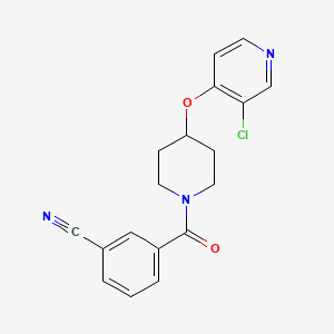 molecular formula C18H16ClN3O2 B2793469 3-(4-((3-Chloropyridin-4-yl)oxy)piperidine-1-carbonyl)benzonitrile CAS No. 2034366-54-4