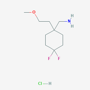 molecular formula C10H20ClF2NO B2793475 [4,4-Difluoro-1-(2-methoxyethyl)cyclohexyl]methanamine hydrochloride CAS No. 1824271-83-1