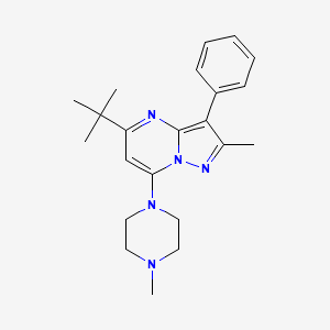 molecular formula C22H29N5 B2793476 5-Tert-butyl-2-methyl-7-(4-methylpiperazin-1-yl)-3-phenylpyrazolo[1,5-a]pyrimidine CAS No. 862186-51-4
