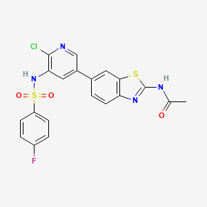 molecular formula C20H14ClFN4O3S2 B2793477 N-[6-[6-氯-5-[[(4-氟苯基)磺酰]氨基]-3-吡啶基]-1,3-苯并噻唑-2-基]乙酰胺 CAS No. 1112980-86-5