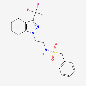 molecular formula C17H20F3N3O2S B2793478 1-phenyl-N-(2-(3-(trifluoromethyl)-4,5,6,7-tetrahydro-1H-indazol-1-yl)ethyl)methanesulfonamide CAS No. 1796967-12-8