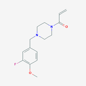 molecular formula C15H19FN2O2 B2793488 1-[4-[(3-Fluoro-4-methoxyphenyl)methyl]piperazin-1-yl]prop-2-en-1-one CAS No. 2188319-48-2