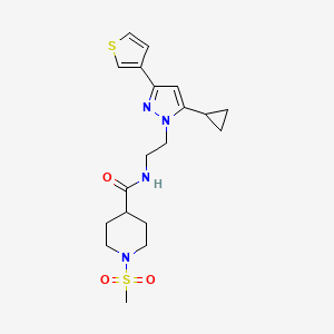 N-(2-(5-cyclopropyl-3-(thiophen-3-yl)-1H-pyrazol-1-yl)ethyl)-1-(methylsulfonyl)piperidine-4-carboxamide