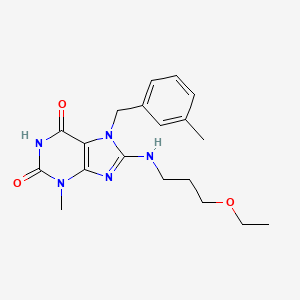 8-((3-ethoxypropyl)amino)-3-methyl-7-(3-methylbenzyl)-1H-purine-2,6(3H,7H)-dione