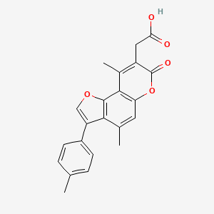 molecular formula C22H18O5 B2793495 [4,9-dimethyl-3-(4-methylphenyl)-7-oxo-7H-furo[2,3-f]chromen-8-yl]acetic acid CAS No. 853892-53-2