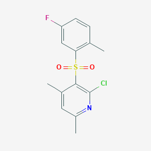 molecular formula C14H13ClFNO2S B2793496 2-Chloro-3-[(5-fluoro-2-methylphenyl)sulfonyl]-4,6-dimethylpyridine CAS No. 339276-96-9