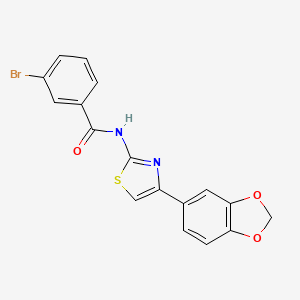 molecular formula C17H11BrN2O3S B2793572 N-(4-(benzo[d][1,3]dioxol-5-yl)thiazol-2-yl)-3-bromobenzamide CAS No. 406925-19-7