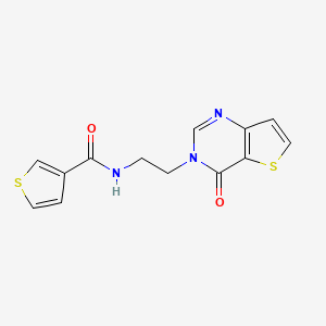 molecular formula C13H11N3O2S2 B2793580 N-(2-(4-oxothieno[3,2-d]pyrimidin-3(4H)-yl)ethyl)thiophene-3-carboxamide CAS No. 2034530-24-8