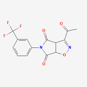 molecular formula C14H9F3N2O4 B2793596 3-乙酰基-5-[3-(三氟甲基)苯基]-3aH-吡咯并[3,4-d]异噁唑-4,6(5H,6aH)-二酮 CAS No. 339276-46-9