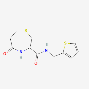 molecular formula C11H14N2O2S2 B2793601 5-oxo-N-(thiophen-2-ylmethyl)-1,4-thiazepane-3-carboxamide CAS No. 1396579-67-1