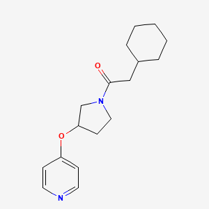 molecular formula C17H24N2O2 B2793602 2-环己基-1-(3-(吡啶-4-氧基)吡咯啉-1-基)乙酮 CAS No. 2034445-97-9