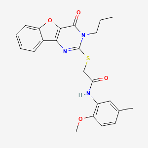 molecular formula C23H23N3O4S B2793613 N-(2-methoxy-5-methylphenyl)-2-[(4-oxo-3-propyl-3,4-dihydro[1]benzofuro[3,2-d]pyrimidin-2-yl)sulfanyl]acetamide CAS No. 899756-09-3