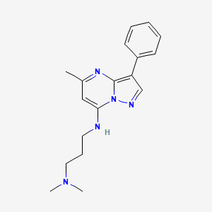 molecular formula C18H23N5 B2793619 N,N-dimethyl-N'-(5-methyl-3-phenylpyrazolo[1,5-a]pyrimidin-7-yl)propane-1,3-diamine CAS No. 862246-08-0