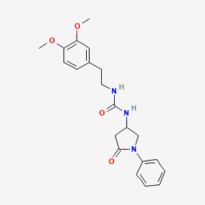 molecular formula C21H25N3O4 B2793634 1-(3,4-Dimethoxyphenethyl)-3-(5-oxo-1-phenylpyrrolidin-3-yl)urea CAS No. 887212-27-3