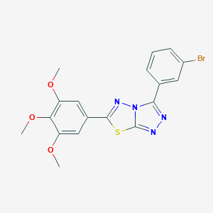 molecular formula C18H15BrN4O3S B279366 3-(3-Bromophenyl)-6-(3,4,5-trimethoxyphenyl)[1,2,4]triazolo[3,4-b][1,3,4]thiadiazole 