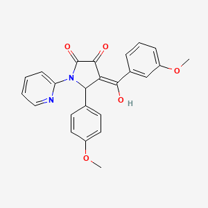 molecular formula C24H20N2O5 B2793676 3-hydroxy-4-(3-methoxybenzoyl)-5-(4-methoxyphenyl)-1-(pyridin-2-yl)-1H-pyrrol-2(5H)-one CAS No. 618418-31-8