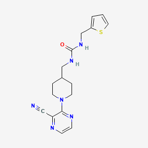 molecular formula C17H20N6OS B2793679 1-((1-(3-Cyanopyrazin-2-yl)piperidin-4-yl)methyl)-3-(thiophen-2-ylmethyl)urea CAS No. 1797576-89-6