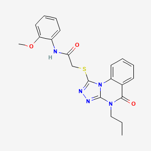 molecular formula C21H21N5O3S B2793680 N-(2-methoxyphenyl)-2-[(5-oxo-4-propyl-[1,2,4]triazolo[4,3-a]quinazolin-1-yl)sulfanyl]acetamide CAS No. 938675-62-8