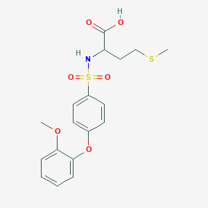 molecular formula C18H21NO6S2 B2793683 ((4-(2-Methoxyphenoxy)phenyl)sulfonyl)methionine CAS No. 1008965-37-4