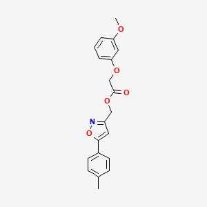 molecular formula C20H19NO5 B2793711 (5-(p-Tolyl)isoxazol-3-yl)methyl 2-(3-methoxyphenoxy)acetate CAS No. 946346-78-7