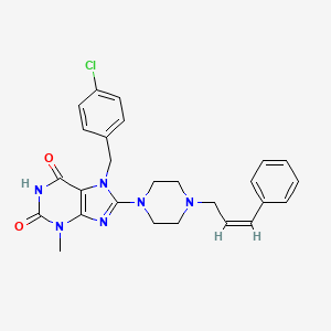 molecular formula C26H27ClN6O2 B2793716 (Z)-7-(4-chlorobenzyl)-3-methyl-8-(4-(3-phenylallyl)piperazin-1-yl)-1H-purine-2,6(3H,7H)-dione CAS No. 898428-06-3