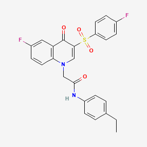 molecular formula C25H20F2N2O4S B2793720 N-(4-ethylphenyl)-2-[6-fluoro-3-(4-fluorophenyl)sulfonyl-4-oxoquinolin-1-yl]acetamide CAS No. 866808-60-8