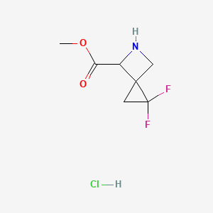 molecular formula C7H10ClF2NO2 B2793723 Methyl 1,1-difluoro-5-azaspiro[2.3]hexane-4-carboxylate hcl CAS No. 2309443-54-5
