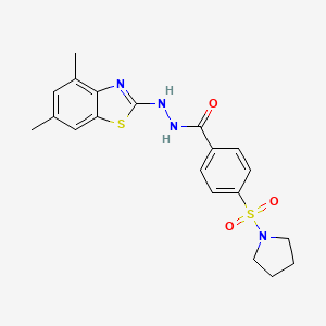 molecular formula C20H22N4O3S2 B2793743 N'-(4,6-dimethylbenzo[d]thiazol-2-yl)-4-(pyrrolidin-1-ylsulfonyl)benzohydrazide CAS No. 851987-22-9