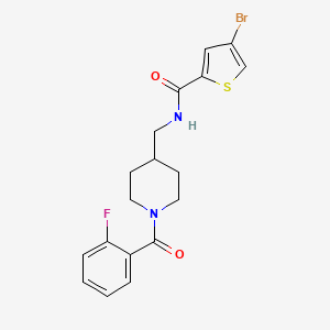 molecular formula C18H18BrFN2O2S B2793750 4-bromo-N-((1-(2-fluorobenzoyl)piperidin-4-yl)methyl)thiophene-2-carboxamide CAS No. 1797243-36-7